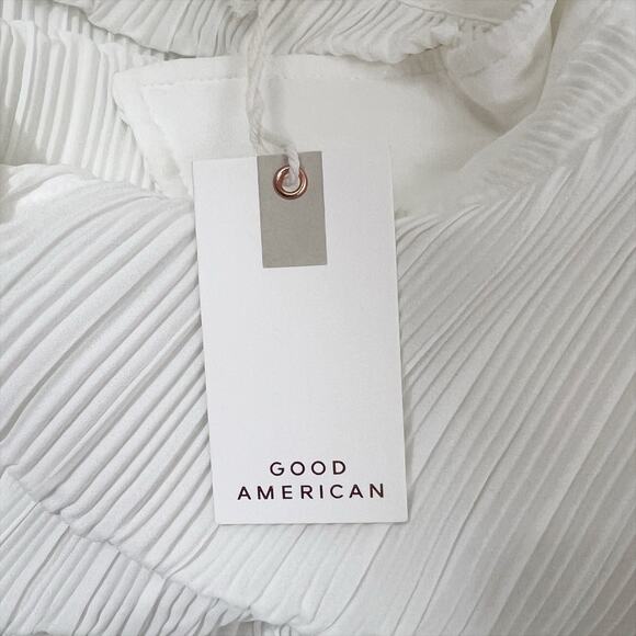 Good American Always Fits Plisse Button Down Shirt in White Size 5/6 1XL 2XL NWT - Picture 6 of 10